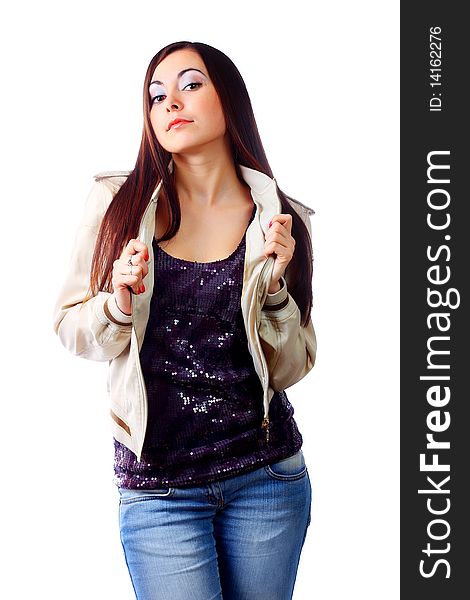 Young woman posing in studio