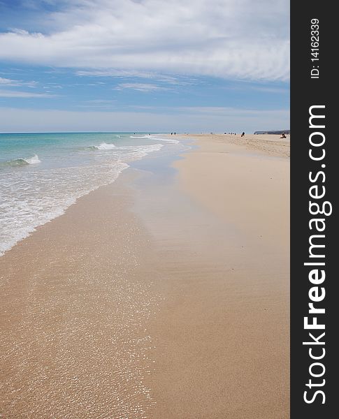 A shot of a clear & empty beach in Costa Calma. A shot of a clear & empty beach in Costa Calma
