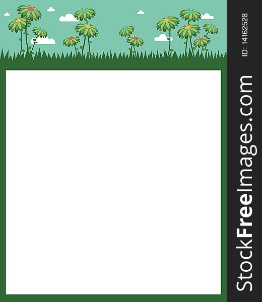 Nature background with flowers and clouds ready for your text