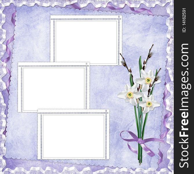 Card for invitation or congratulation with flowers on the abstract background. Card for invitation or congratulation with flowers on the abstract background