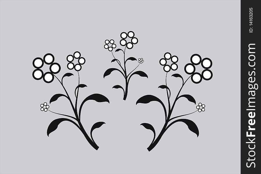 Illustration of flowers, isolated on gray background. Illustration of flowers, isolated on gray background