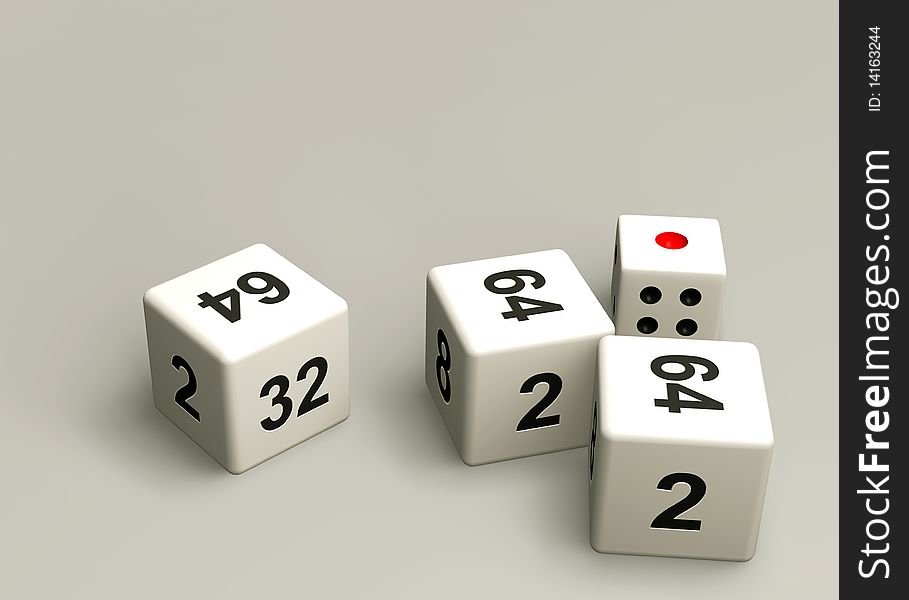 Dice isolated on a gray background