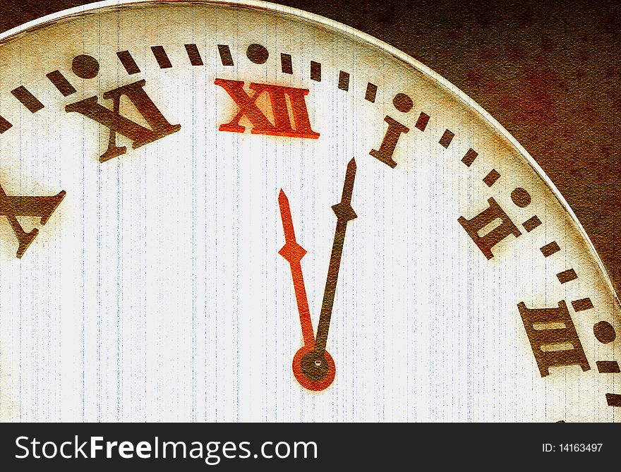 Old clock with roman numerals in 3D