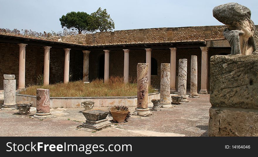 Romans historic villa with ruins in Carthage in Tunisia