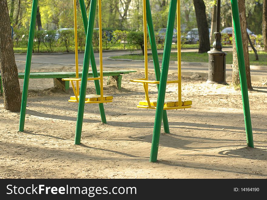 Swing set on the children playground