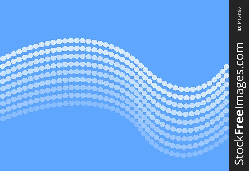 Vector abstract wave of white circles on blue background. Vector abstract wave of white circles on blue background