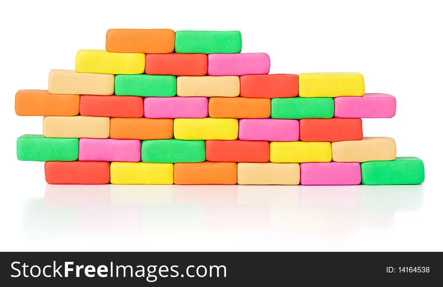 Piece of colorful bricks wall. Pattern