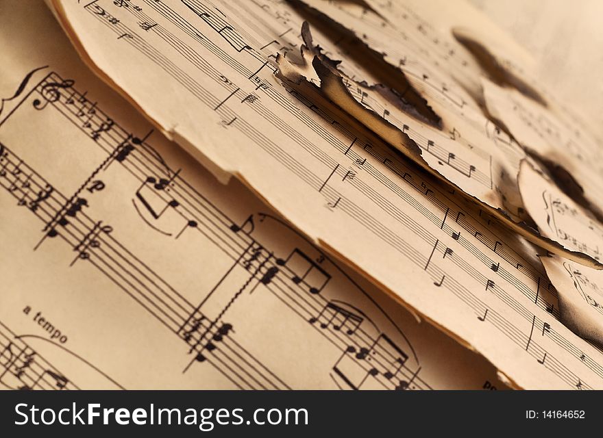 Vintage Burnt Music Notes Pattern