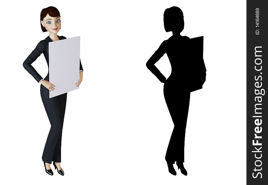 Businesswoman and white panel