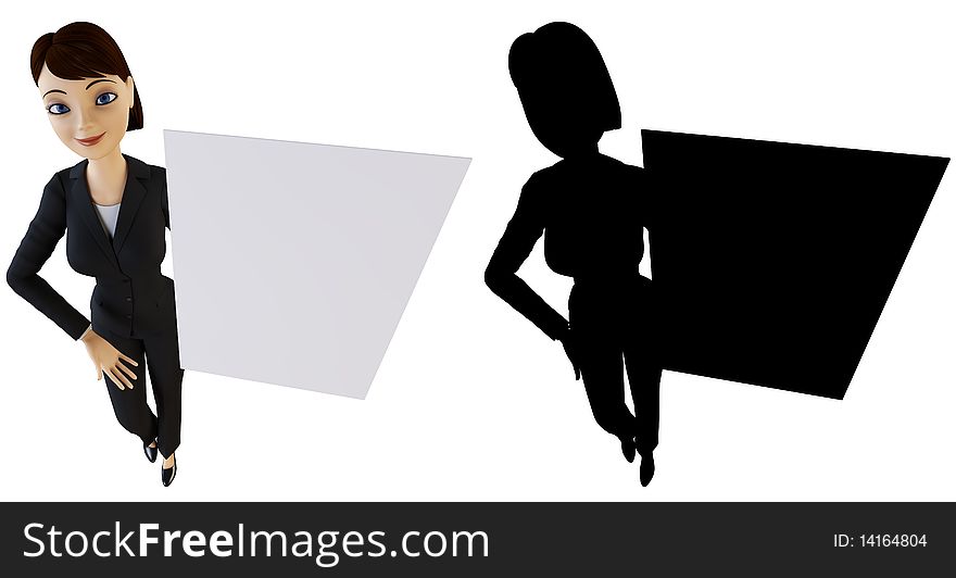 Businesswoman and white panel