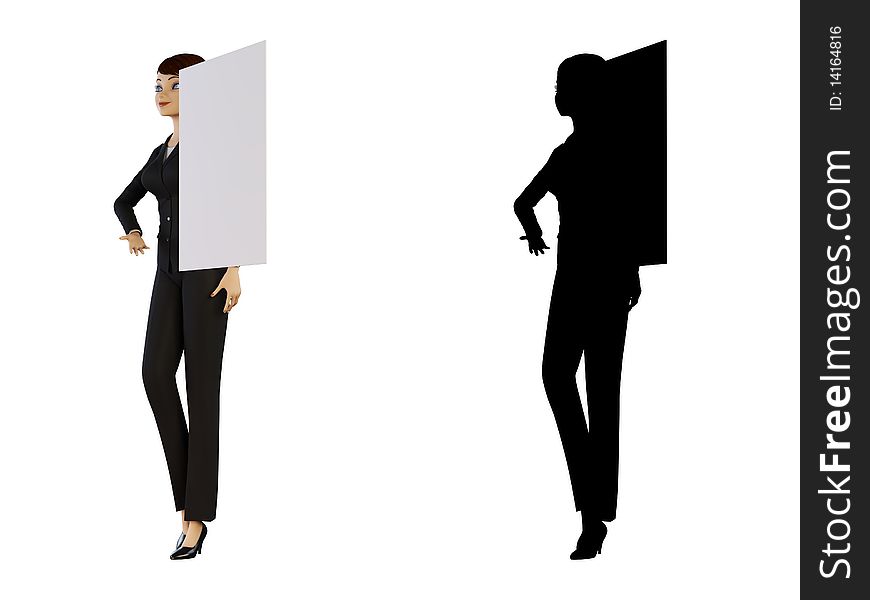 Businesswoman and white panel