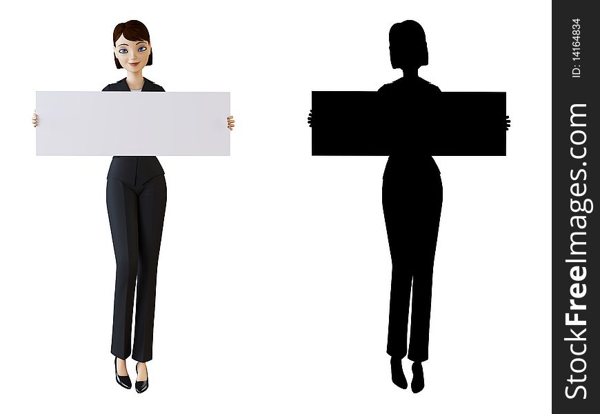 Businesswoman and white panel