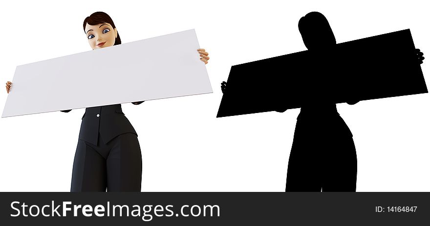 Businesswoman and white panel