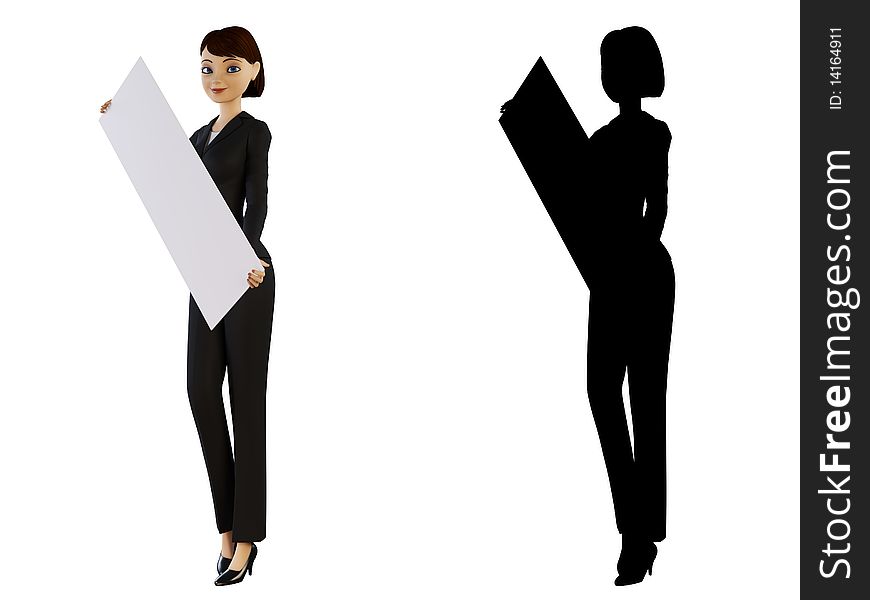 Businesswoman and white panel