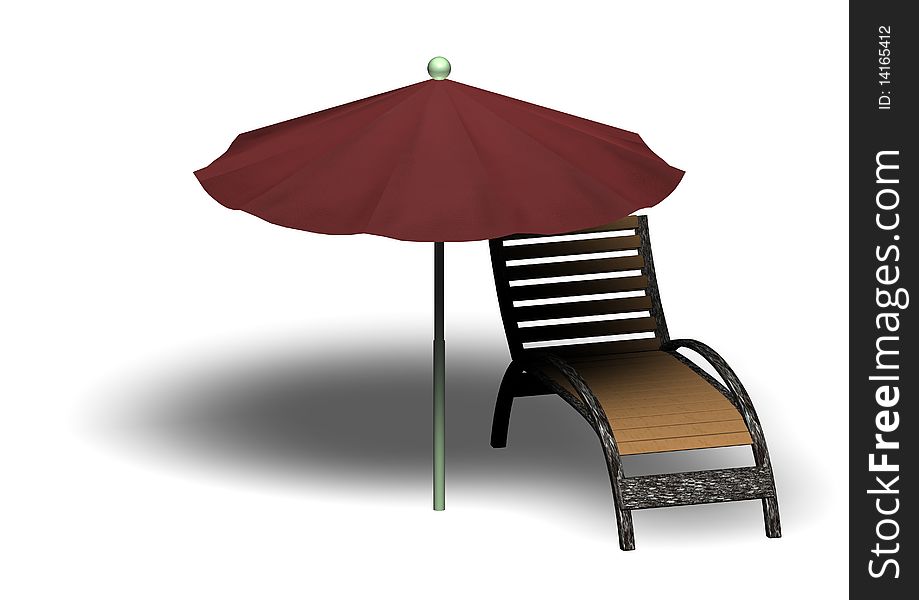 Beach Parasol And Deckchair