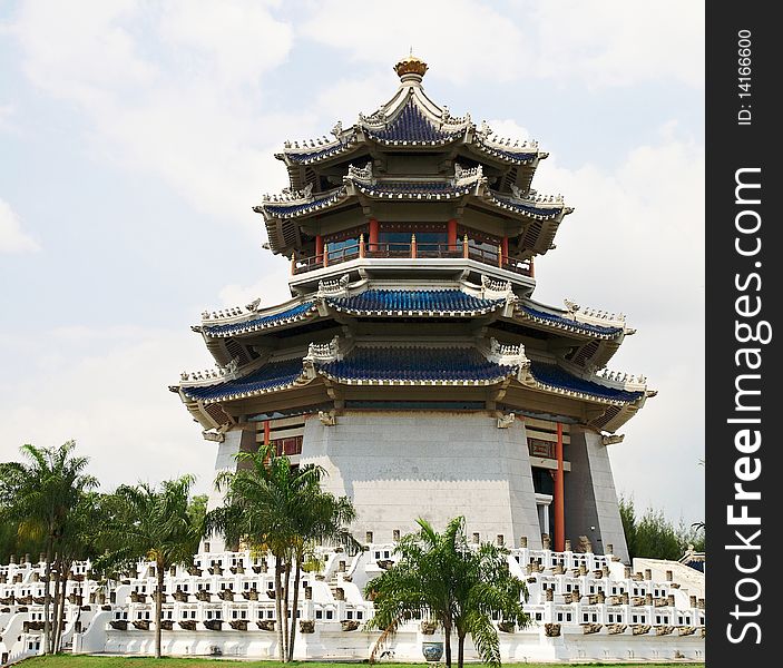 Pagoda. Traditional Chinese Temple. Famous oriental spiritual building