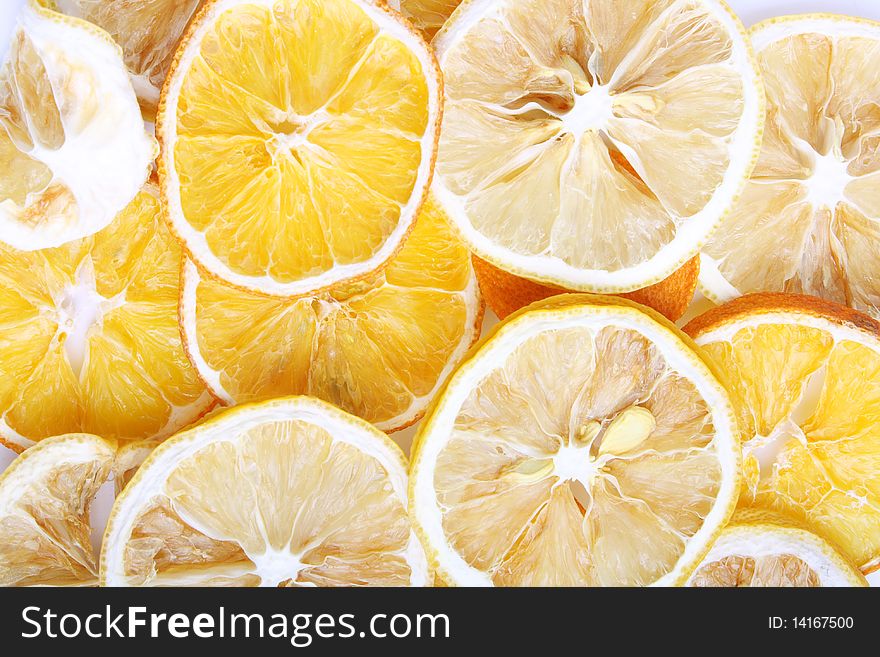 Dried orange on white bacground (isolated, clipping path)