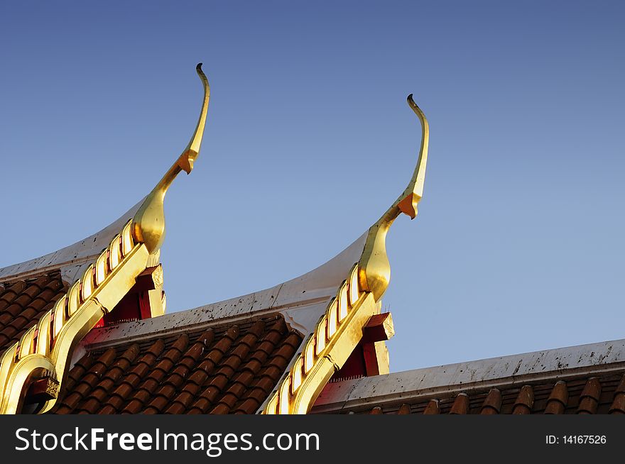 Gable apexs with blue sky