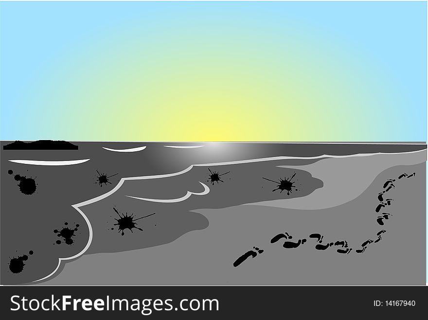 Oil Spill On A Beach