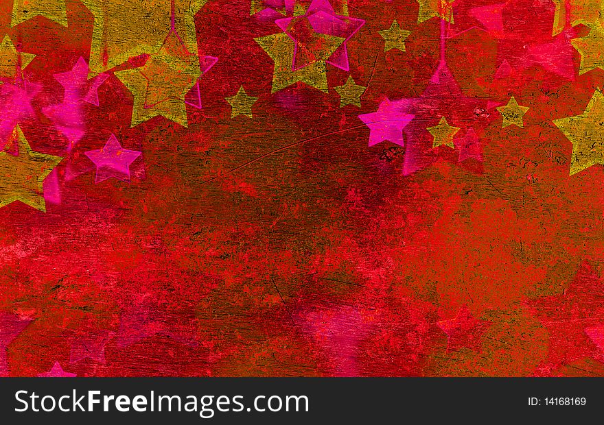 Abstract stars on the grunge  background