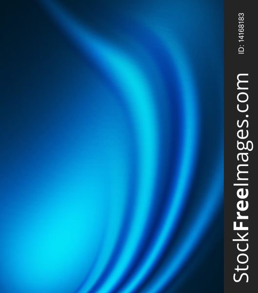 Blue abstract composition of curved soft waves