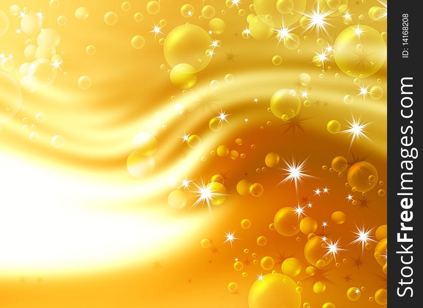Festive air bubbles, abstract golden background