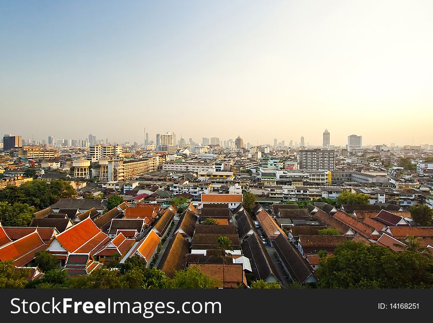 High angle view of Bangkok.