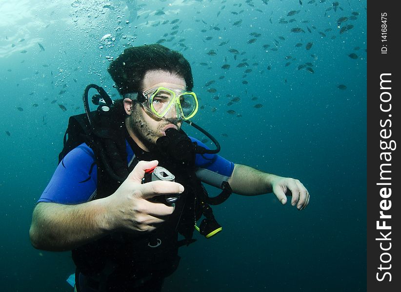 Head and body shot of scuba diver