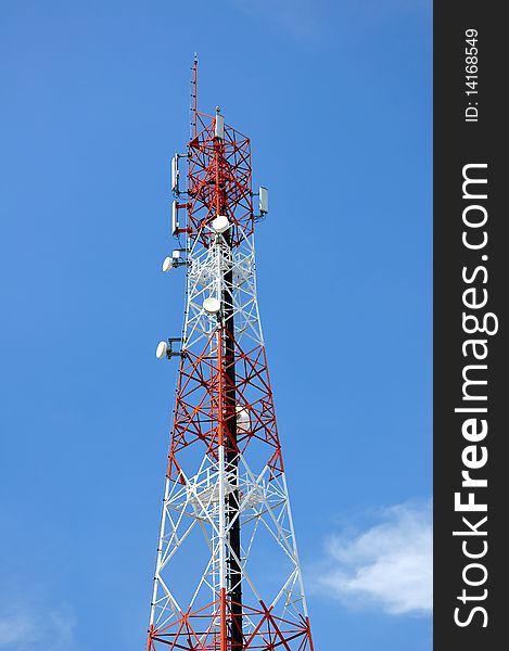 Distribution tower of satellite signal. Distribution tower of satellite signal.