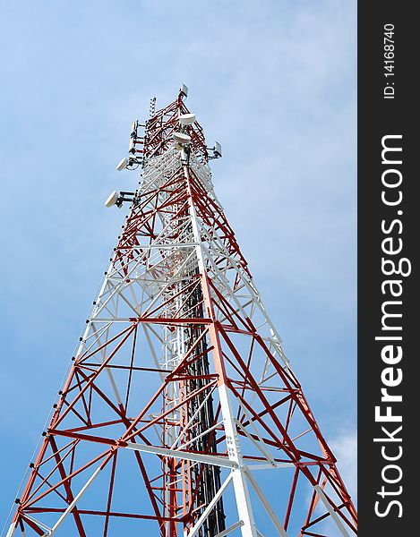 Distribution tower of satellite signal. Distribution tower of satellite signal.