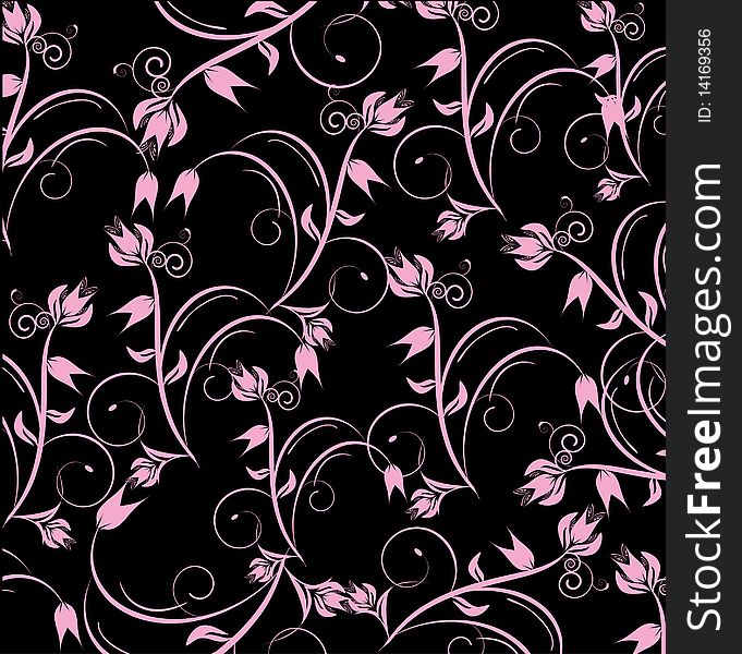 Flowers decorative design isolated on black