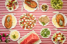 Mediterranean Diet. Healthy Eating Concept. Top View Royalty Free Stock Images