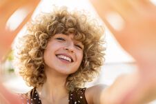 Portrait Of Young Woman With Curly Hair Royalty Free Stock Image Portrait Of Young Woman With Curly Hair Royalty Free Stock Image