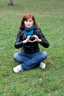 Girl Sitting On Grass Stock Photos Girl Sitting On Grass Stock Photos