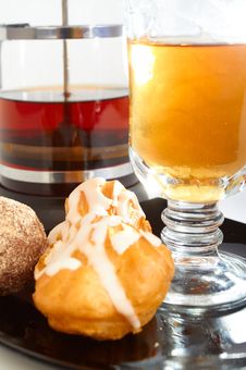 Two Cakes, Teapot And Cup Of Tea Royalty Free Stock Image Two Cakes, Teapot And Cup Of Tea Royalty Free Stock Image