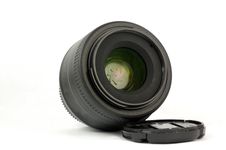 35mm Prime Dslr Lens Isolated Angle View Stock Images