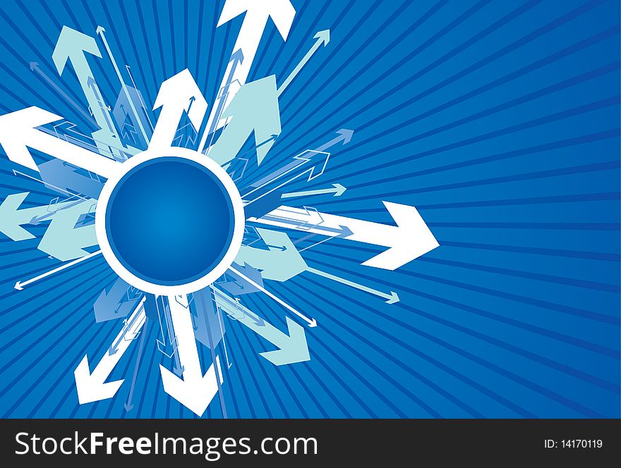 An abstract directional blue arrow background. An abstract directional blue arrow background