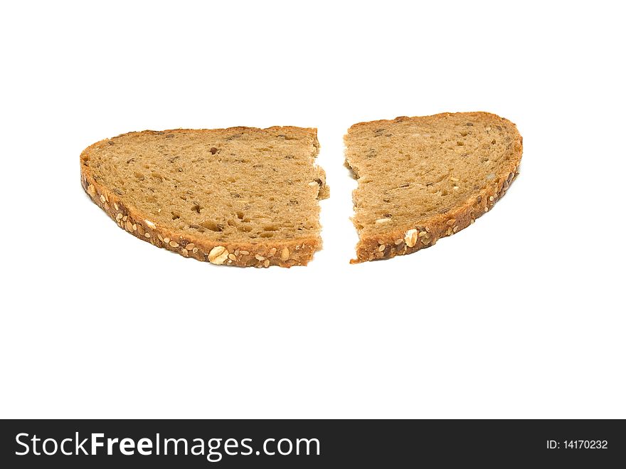 Bread piece on a white backgroun