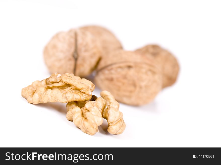 Natural walnut isolated over white