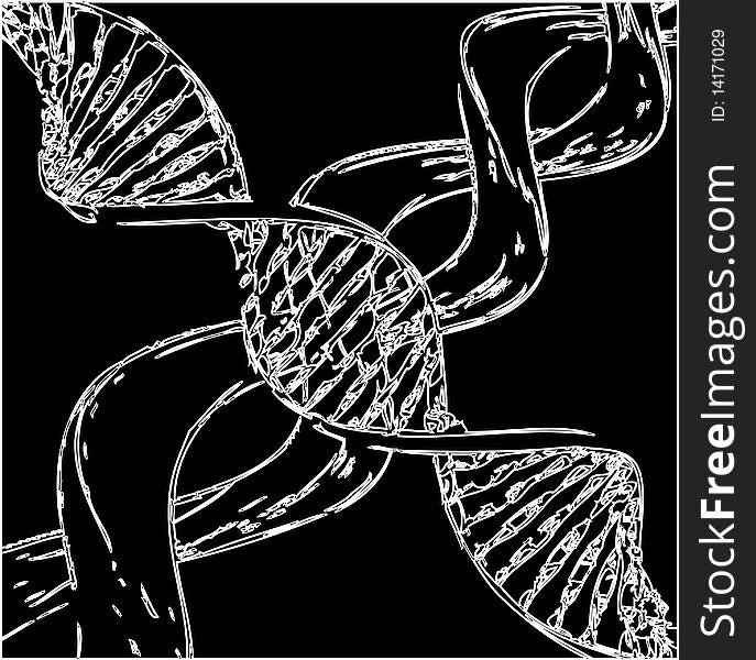 White dna in black background