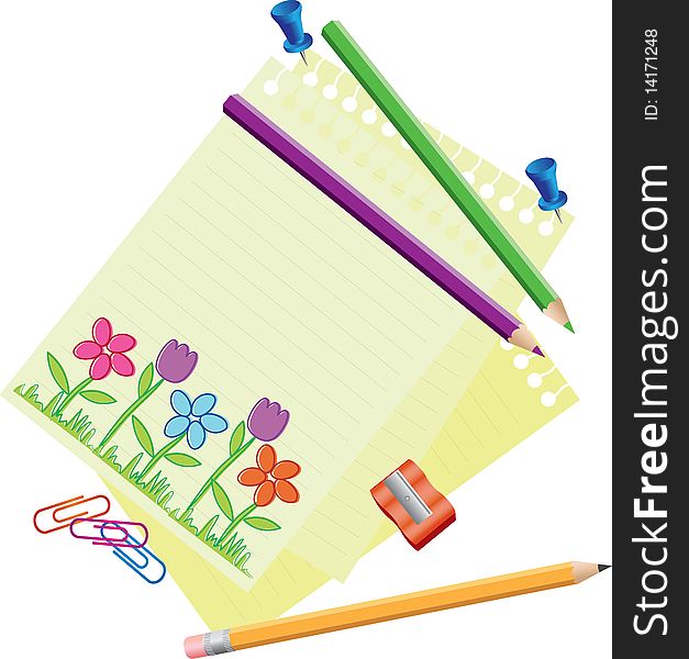 The illustration contains the image of stationery