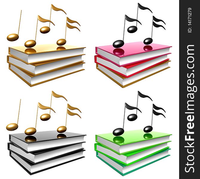 Learn music and song by books icon 3d illustration. Learn music and song by books icon 3d illustration