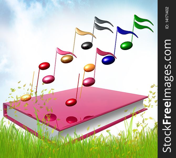Colorful music notes icon 3d illustration