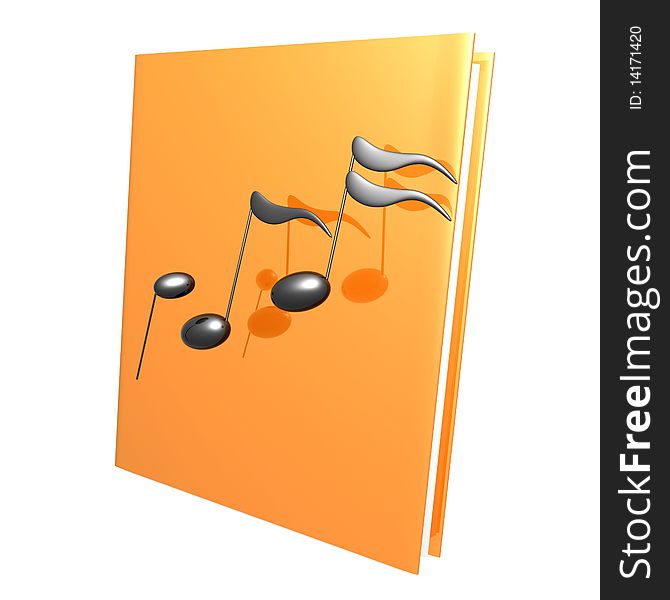 Music notes and golden book reference icon