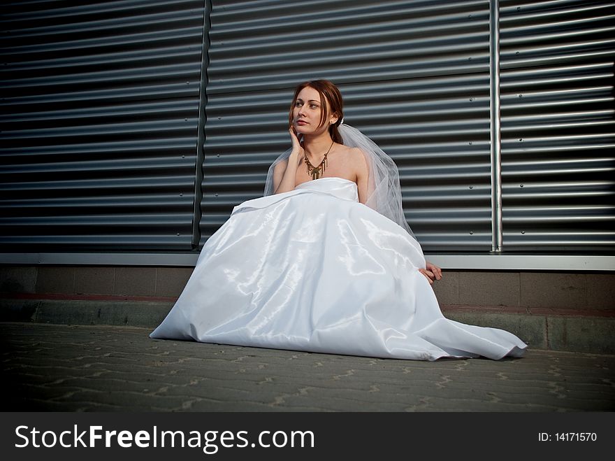 Young redhead woman in wedding dress. Young redhead woman in wedding dress