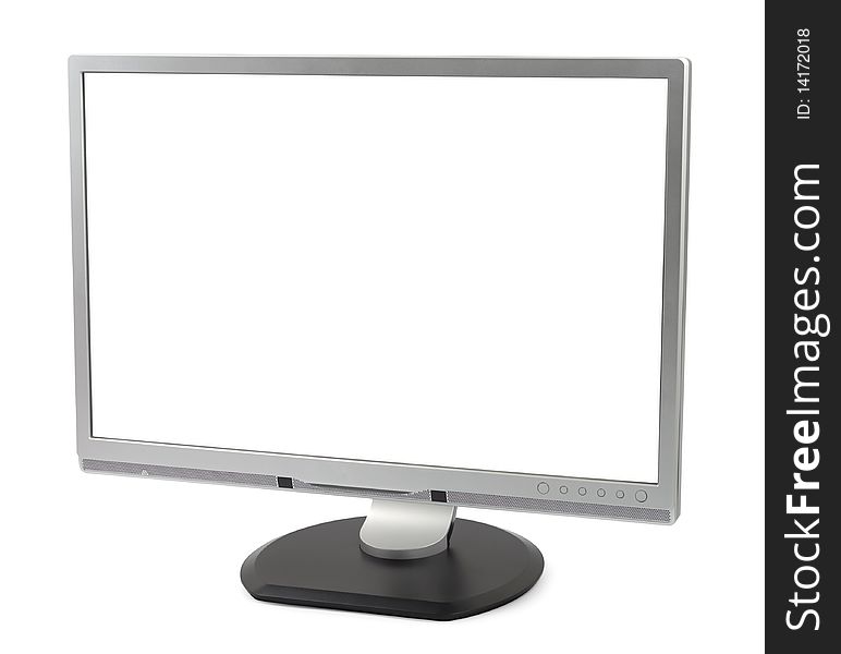 New silver computer monitor isolated on white background with clipping path. New silver computer monitor isolated on white background with clipping path.