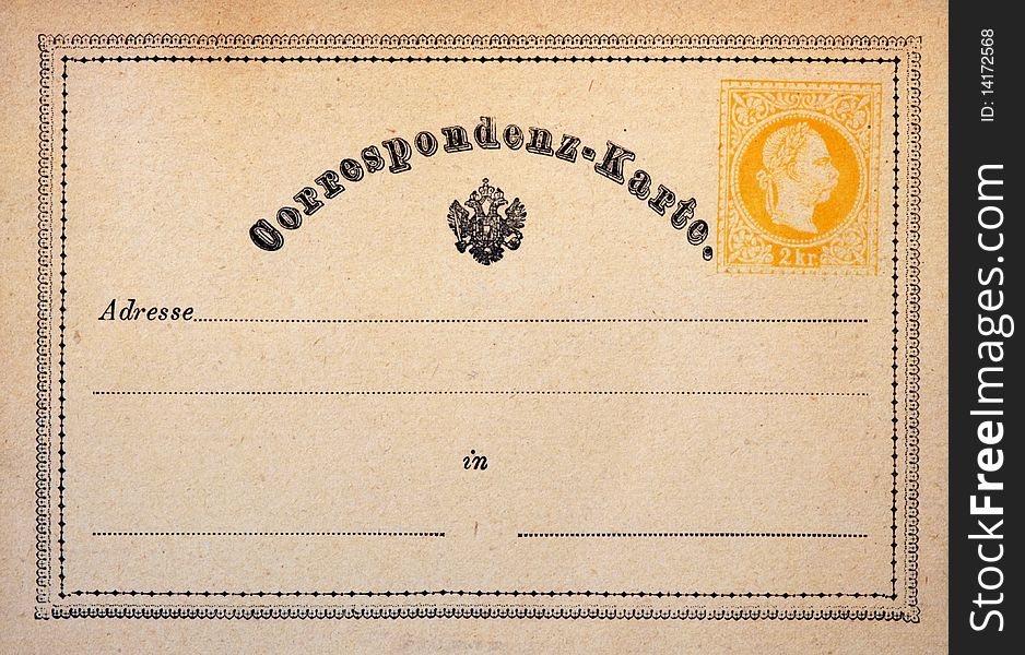 Old foreign postcard with detailed border