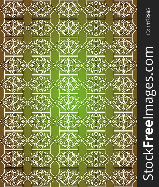 White seamless flower pattern in green background