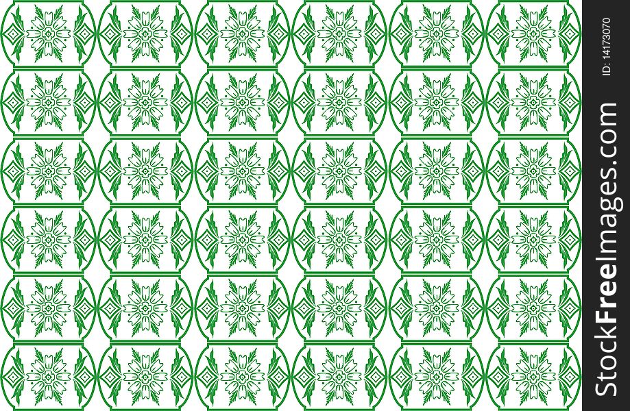 Retro green seamless flower pattern