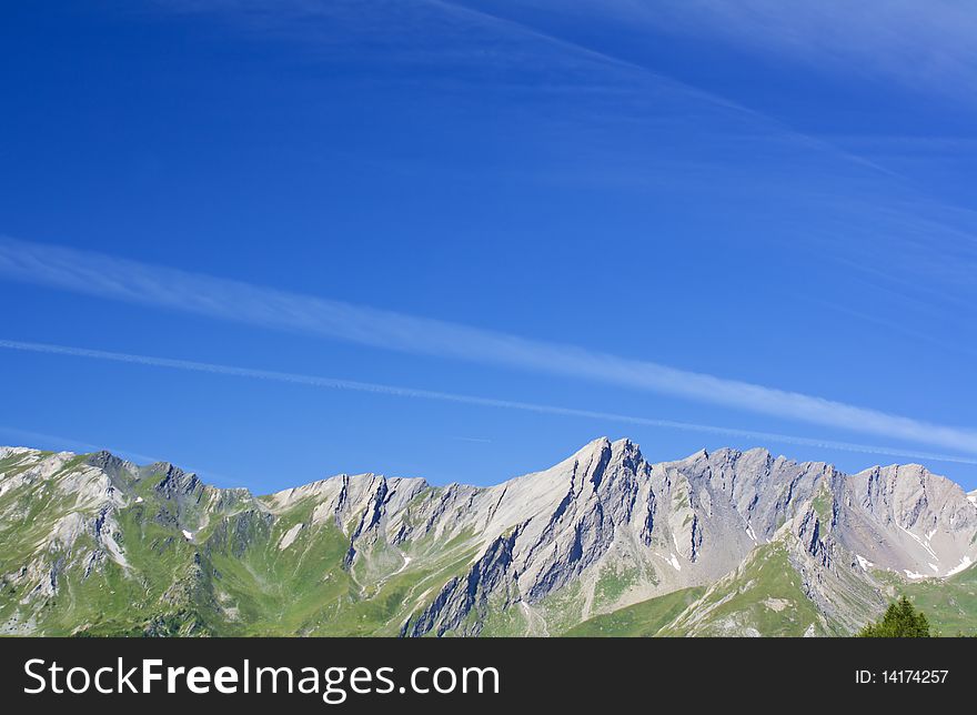 Mountain Landscape On Alps With Beautiful Panorama